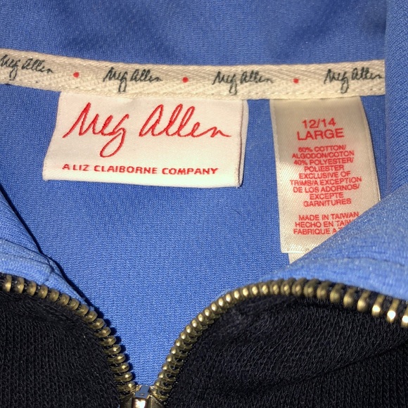 Meg Allen Navy Blue 1/4 Zip Pullover Sweatshirt L - Picture 4 of 8